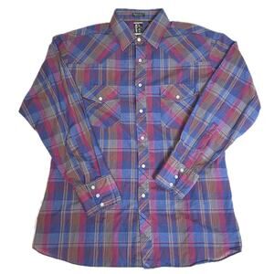 Vintage Holt Western Wear Mens Button Short Sleeve Shirt Pearl Snap Button Large